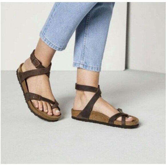 Birkenstock Yara Cork Footbed Oiled Leather Ankle Strap Sandals Womens 5 Habana - Picture 11 of 12